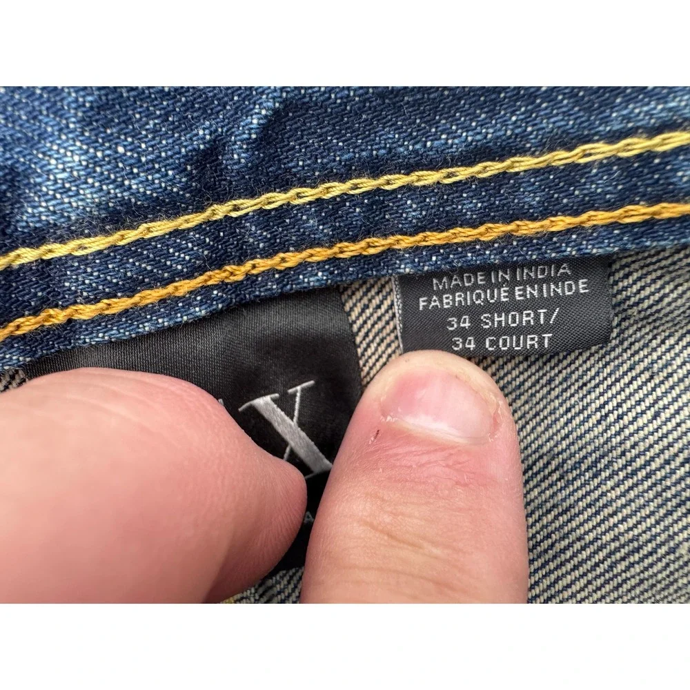AX Armani Exchange Men Jeans 34 Short Blue Fade whiskering‎ Straight